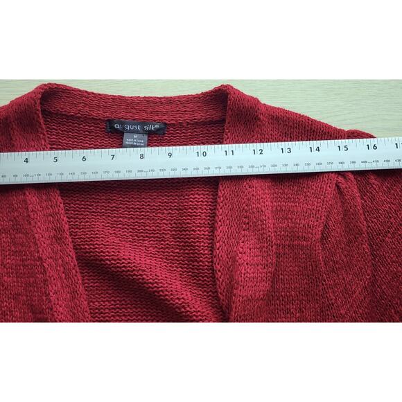 SWEATER/VEST STYLE-AUGUST SILK-Cranberry Burgundy-Front Waist Tie-Knit-Size MED - Picture 8 of 11